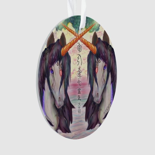 eenpaard pony equine pegasus ginged reiki ornament (voorkant)