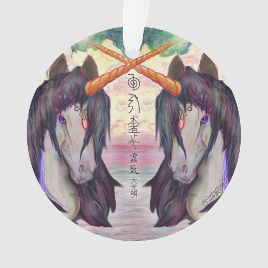 eenpaard pony equine pegasus ginged reiki ornament (voorkant)