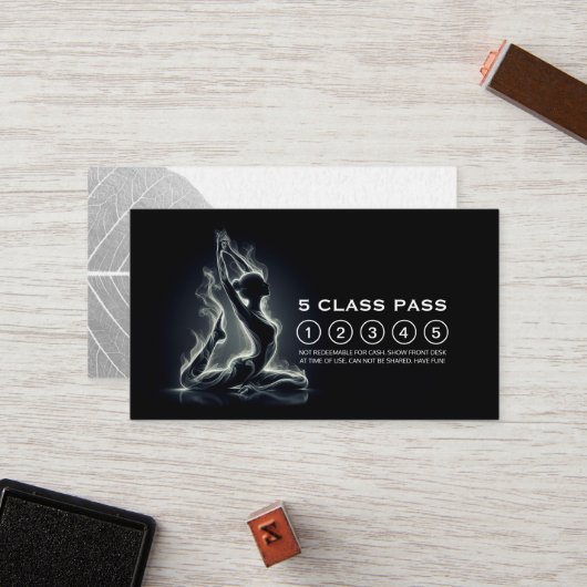 Eenpotige King Pigeon Yoga Instructor Class Pass Klantenkaartje (Voorkant / Achterkant in situ)