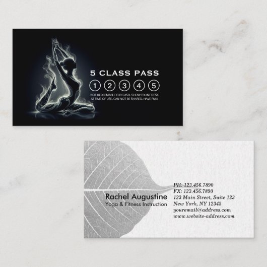 Eenpotige King Pigeon Yoga Instructor Class Pass Klantenkaartje (Voorkant / Achterkant)