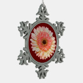 Eenroze kiezelbloem tin sneeuwvlok ornament (Links)