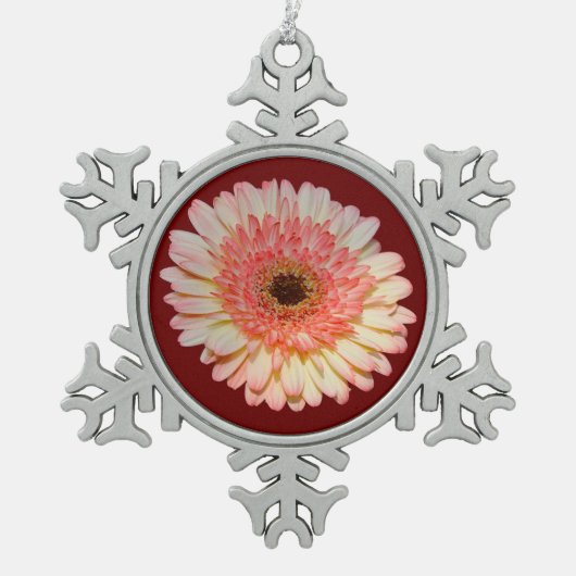 Eenroze kiezelbloem tin sneeuwvlok ornament (Voorkant)