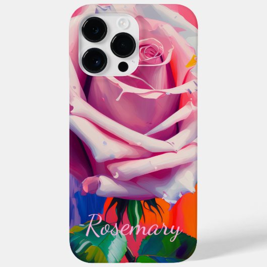  eenroze roze olie schilfermonogrammen Case-Mate iPhone case (Achterkant)