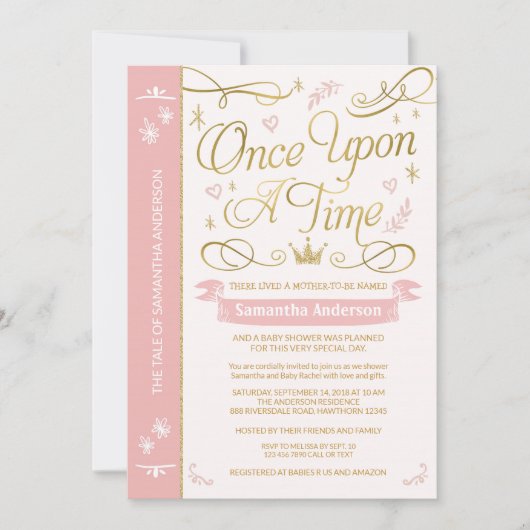 Eens op een Baby shower van de Tijd, prinses Baby  Kaart (Voorkant)