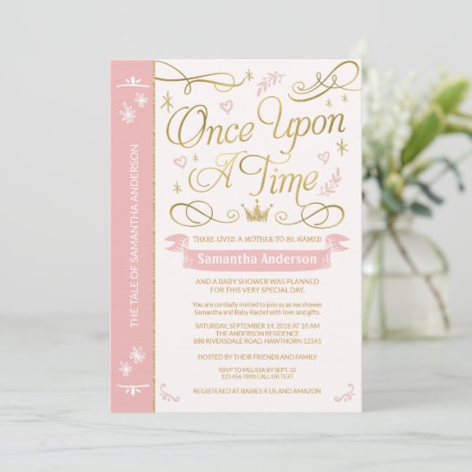 Eens op een Baby shower van de Tijd, prinses Baby  Kaart (Staand voorkant)