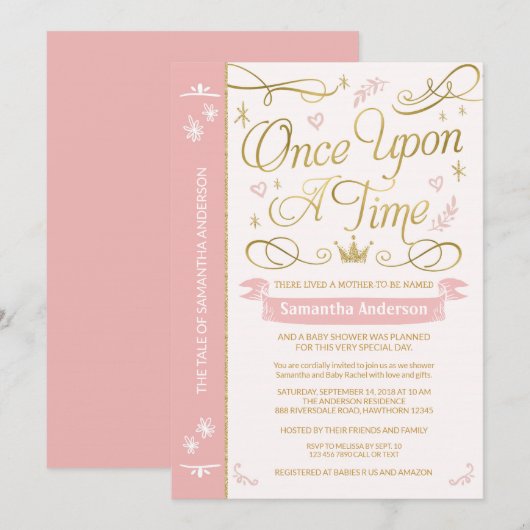 Eens op een Baby shower van de Tijd, prinses Baby  Kaart (Voorkant / Achterkant)