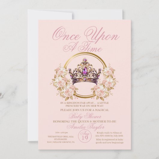 Eens Op Een Tijd Baby Meisje Shower Kaart (Voorkant)