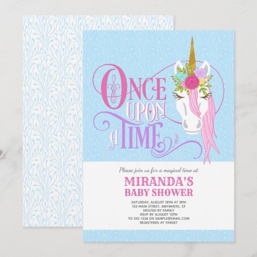 "Eens op een Tijd"de Uitnodiging van het Baby show (Voorkant / Achterkant)