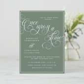 Eens Op Een Tijd Flourish Script Groene Trouw Kaart (Staand voorkant)