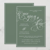 Eens Op Een Tijd Flourish Script Groene Trouw Kaart (Voorkant / Achterkant)