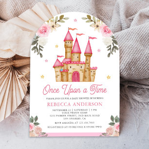 Eens Op Een Tijd Pink Sprookjeskasteel Baby Shower Kaart