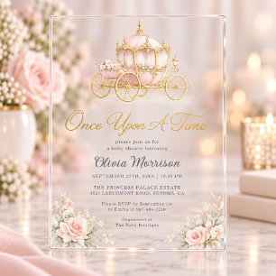 Eens Op Een Tijd Prinses Koets Baby Shower Acryl Uitnodigingen