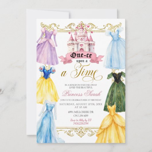 Eens-op-een-tijd Prinsessenfeest Uitnodiging (Voorkant)