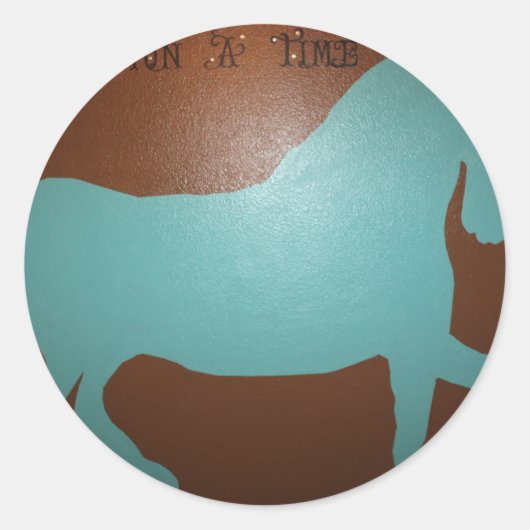 EENS OP EEN TIJDPAARD RONDE STICKER (Voorkant)