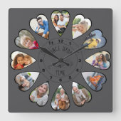 Eens per keer 12 foto's van het hart donkergrijs vierkante klok (Voorkant)