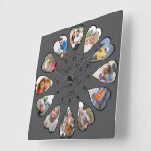 Eens per keer 12 foto's van het hart donkergrijs vierkante klok (Hoek)