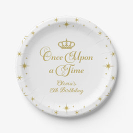 Eens Upon a Time Gouden Prinses Verjaardag Papiere Papieren Bordje