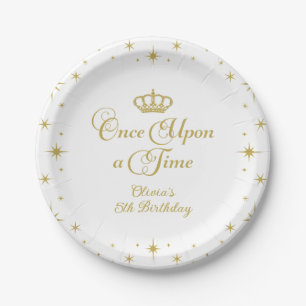 Eens Upon a Time Gouden Prinses Verjaardag Papiere Papieren Bordje