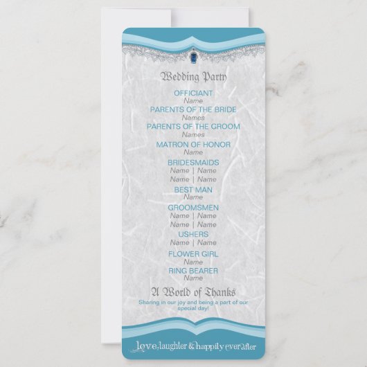 Eens Upon A Time Huwelijksprogramma Kaart (Achterkant)