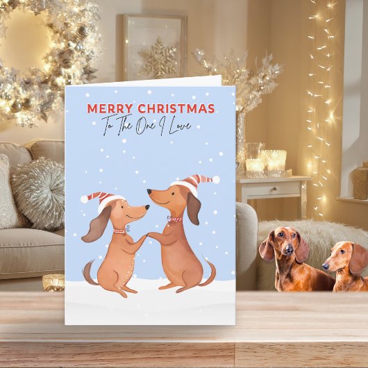 Eentje Ik hou van vrolijke kerst dachshunds worste Feestdagen Kaart