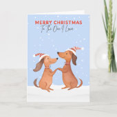Eentje Ik hou van vrolijke kerst dachshunds worste Feestdagen Kaart (Voorkant)