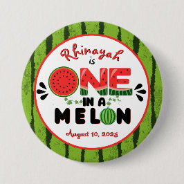 Eentje in een Melon Watermelon First Birthday Cand Ronde Button 7,6 Cm
