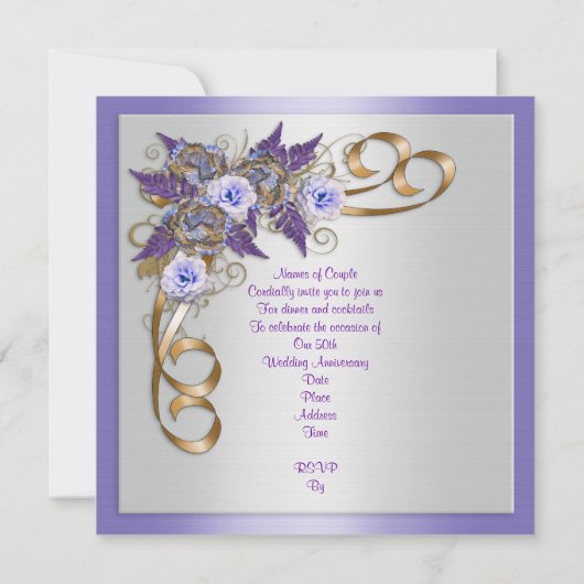 Eentje uit het eten van 50e Jubileum elegant flora Kaart (Achterkant)