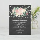 Eentje van het verloving van Chalkboard Blush Flor Kaart (Staand voorkant)