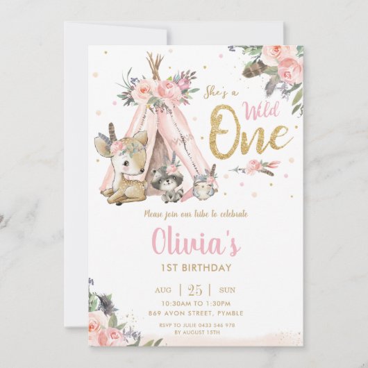 Eentje wilde eenjarig dier kaart (Voorkant)