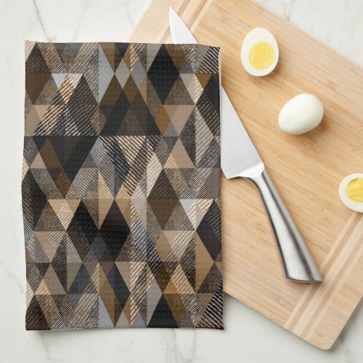 Eentonig bruin ruitvormig gestructureerd theedoek (Quarter Fold)