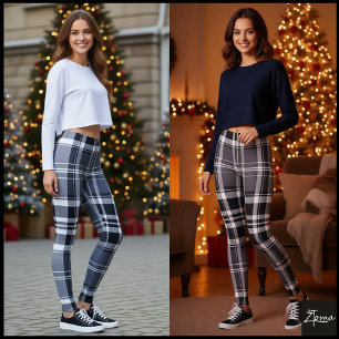 Eentonig grijs zwart wit geruit tartan leggings