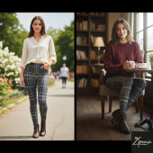 Eentonig vierkant geruit donkergrijs geruit leggings