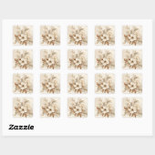 Eentonige bruine rozen bruiloft vierkante sticker (Vel)