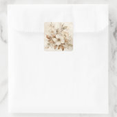 Eentonige bruine rozen bruiloft vierkante sticker (Tas)