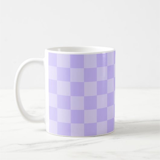 Eentonige lavendel geruite patroon koffiemok (Links)