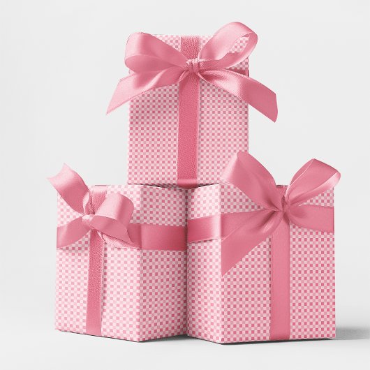 Eentonige roze kleine geruite check cadeaupapier