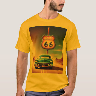 Eenvormig T-shirt, kleur, ROUTE-gedrukt 66 T-shirt