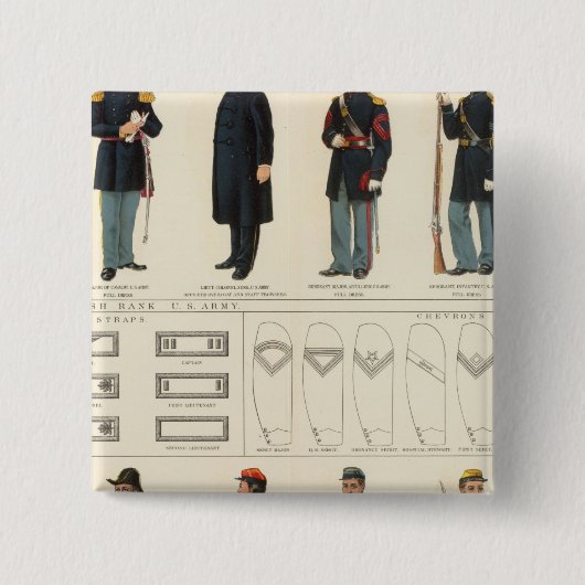 Eenvormige, Amerikaanse, CS-legers Vierkante Button 5,1 Cm (Voorkant)