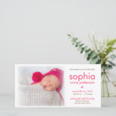 Eenvoud Baby Meisje Foto Aankondiging Geboorte (Staand voorkant)