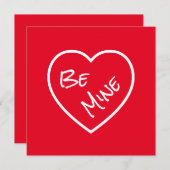 Eenvoud Be Mine Rood & Wit Valentijnsdag Feestdagenkaart (Voorkant / Achterkant)