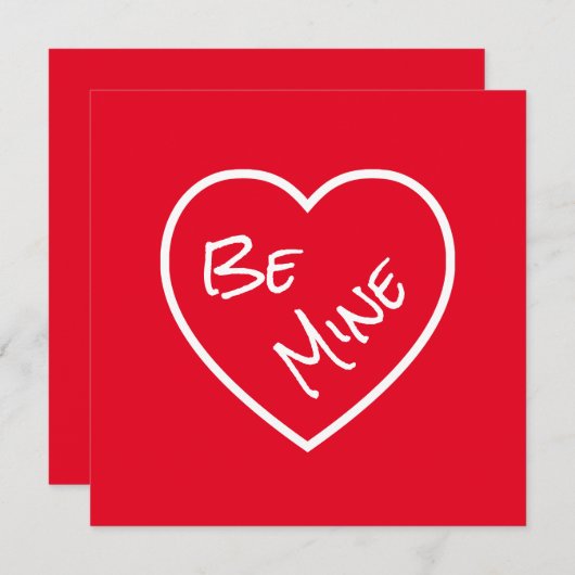 Eenvoud Be Mine Rood & Wit Valentijnsdag Feestdagenkaart (Voorkant / Achterkant)