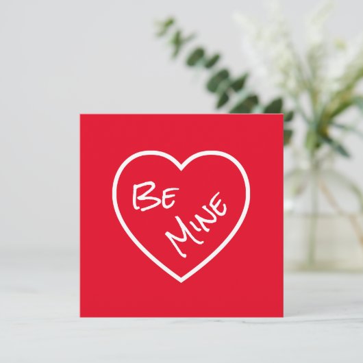 Eenvoud Be Mine Rood & Wit Valentijnsdag Feestdagenkaart (Staand voorkant)