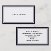 Eenvoud: blauw en wit Lijst, witte achtergrond Visitekaartje (Voorkant / Achterkant)