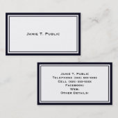 Eenvoud: blauw en wit Lijst, witte achtergrond Visitekaartje (Voorkant / Achterkant)