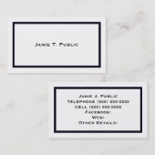 Eenvoud: blauw Lijst, witte achtergrond Visitekaartje (Voorkant / Achterkant)