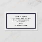 Eenvoud: blauw Lijst, witte achtergrond Visitekaartje (Achterkant)