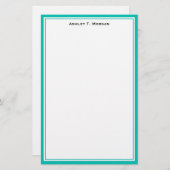 Eenvoud Blauwgroen / Wit gepersonaliseerd briefpap Briefpapier (Voorkant / Achterkant)