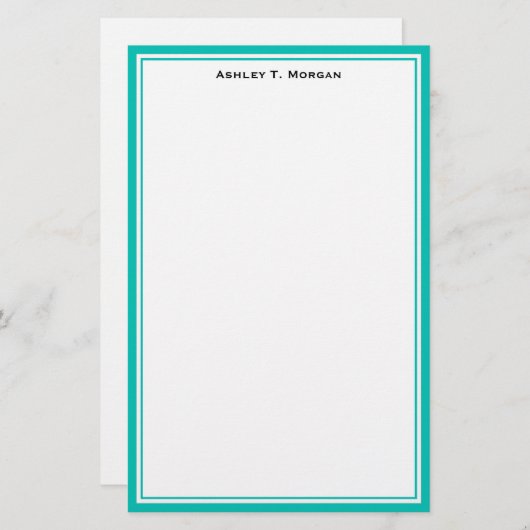 Eenvoud Blauwgroen / Wit gepersonaliseerd briefpap Briefpapier (Voorkant / Achterkant)