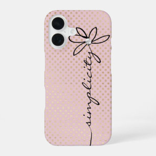 Eenvoud Daisy Tekst Glanzend Gouden Stippen iPhone 16 Hoesje