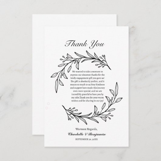 Eenvoud Elegantie Betrokkenheid Cadeau Bedankkaart (Voorkant / Achterkant)